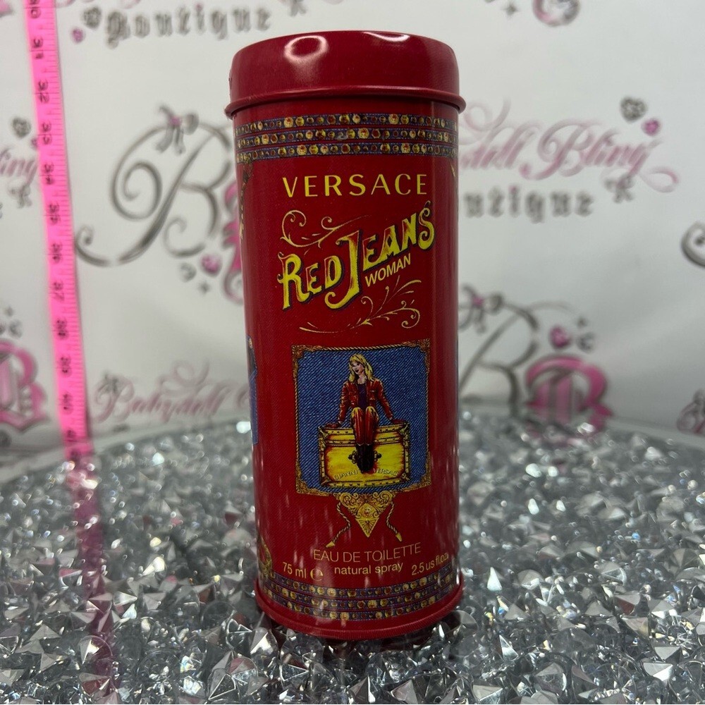 Versace tin storage jar can Red Jeans Woman Red Decorative Tin can new